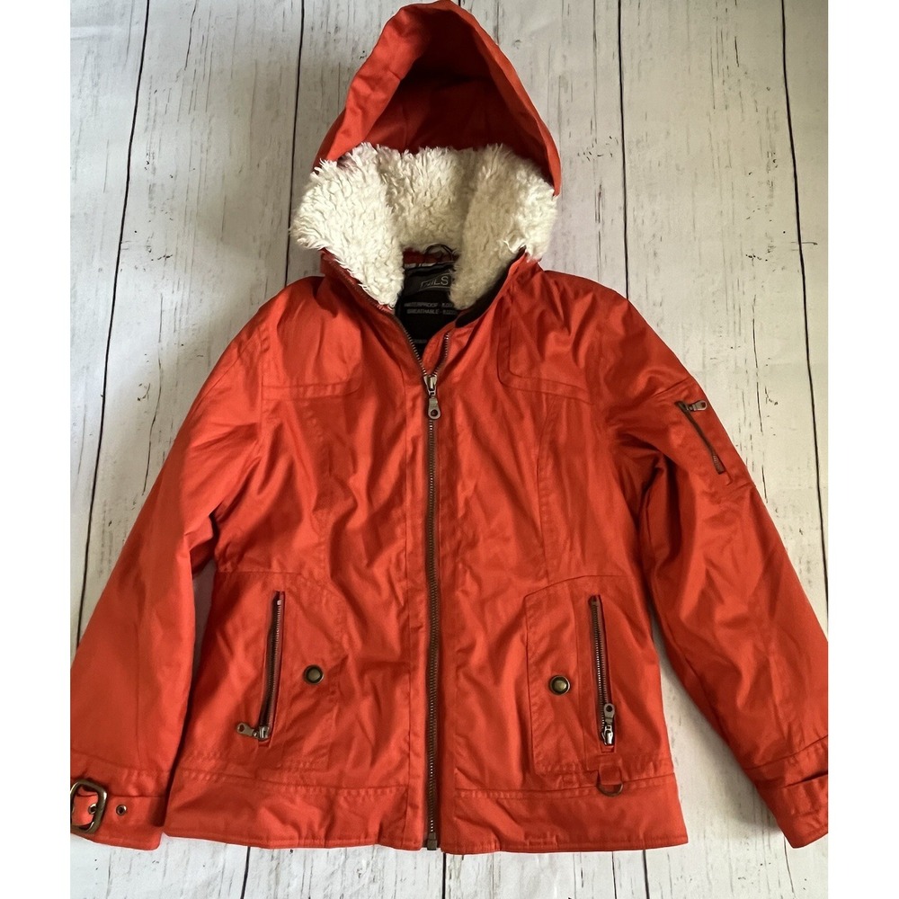 Nils women's Burnt Orange 8000 ski jacket in size 8, Sherpa Collar‎ Hood